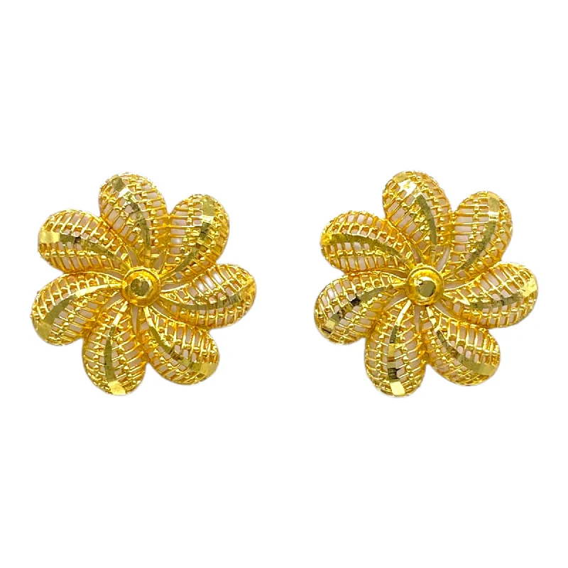 Designer earrings for women -Gold Floral Studded Design Earrings