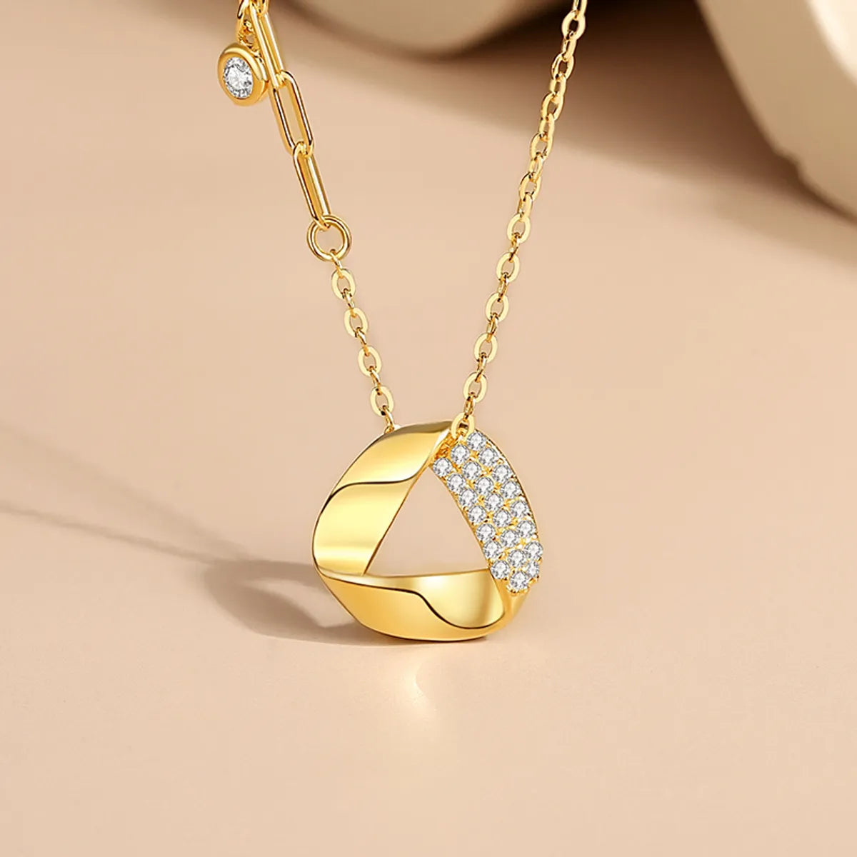 Sparkling necklaces for women -Simple Style Geometric Sterling Silver Plating Inlay Zircon Pendant Necklace