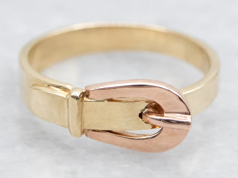 Luxury rings for women -Two Tone Buckle Ring