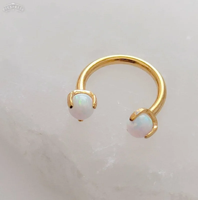 Bold gemstone rings for women -Luminous Opal Septum Ring