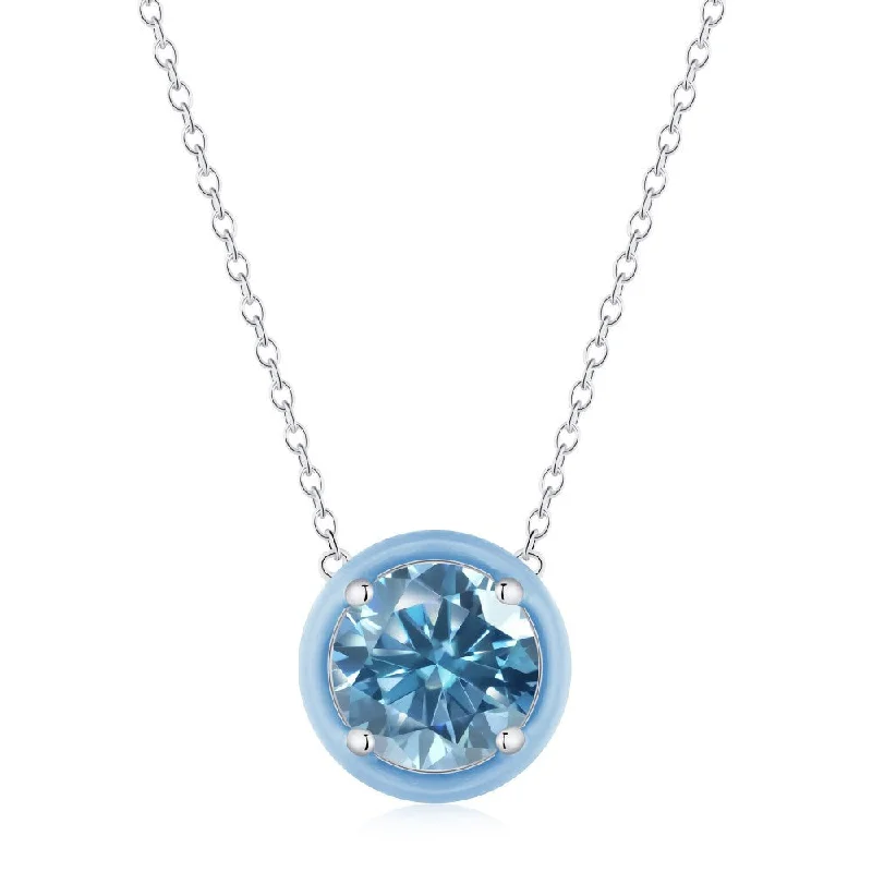 White Gold Color Blue round Dy190132