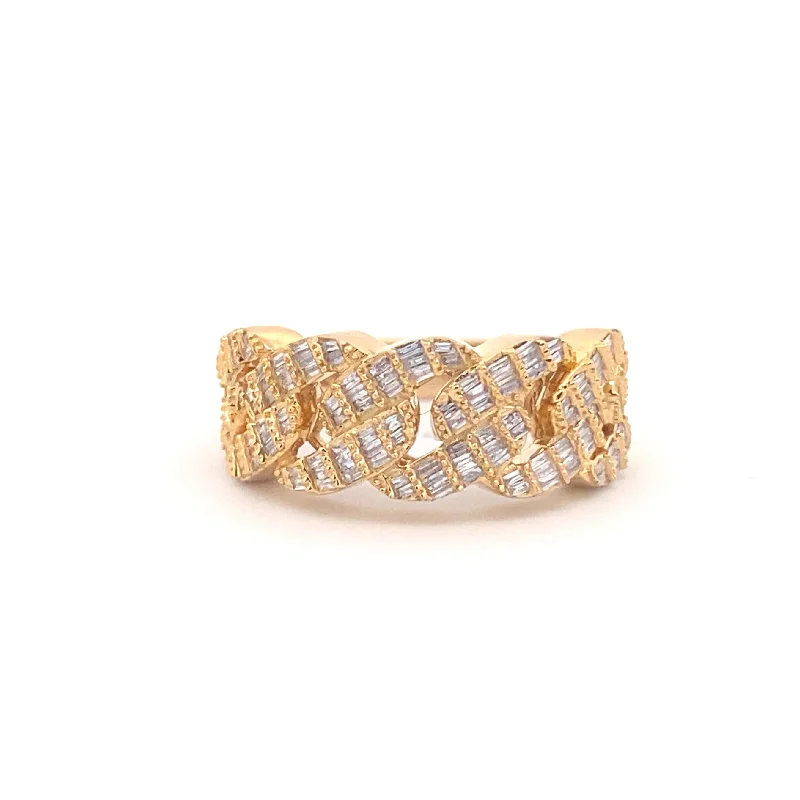 Vintage rings for women -Baguette Diamond Cuban Link Ring