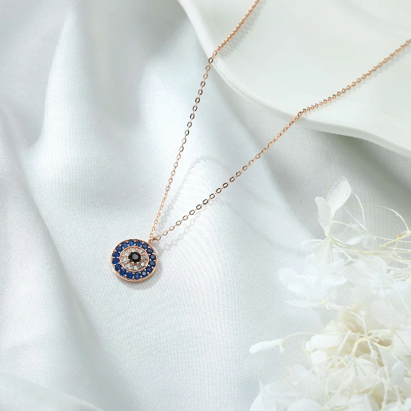 Simple necklaces for women -Glam Shiny Round Devil's Eye Sterling Silver Plating Inlay Zircon 14k Gold Plated Pendant Necklace