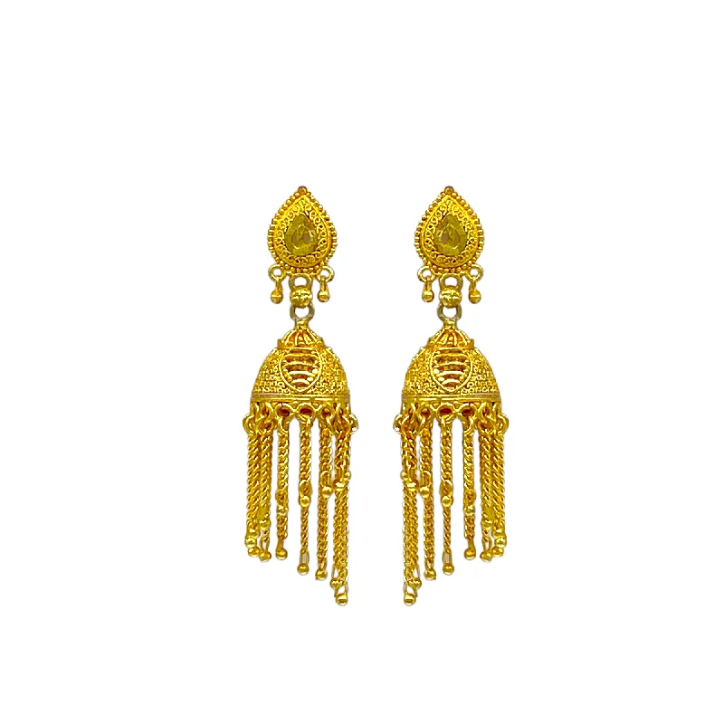 Retro earrings for women -Gold Zumkha with chain Tassel  Earrings