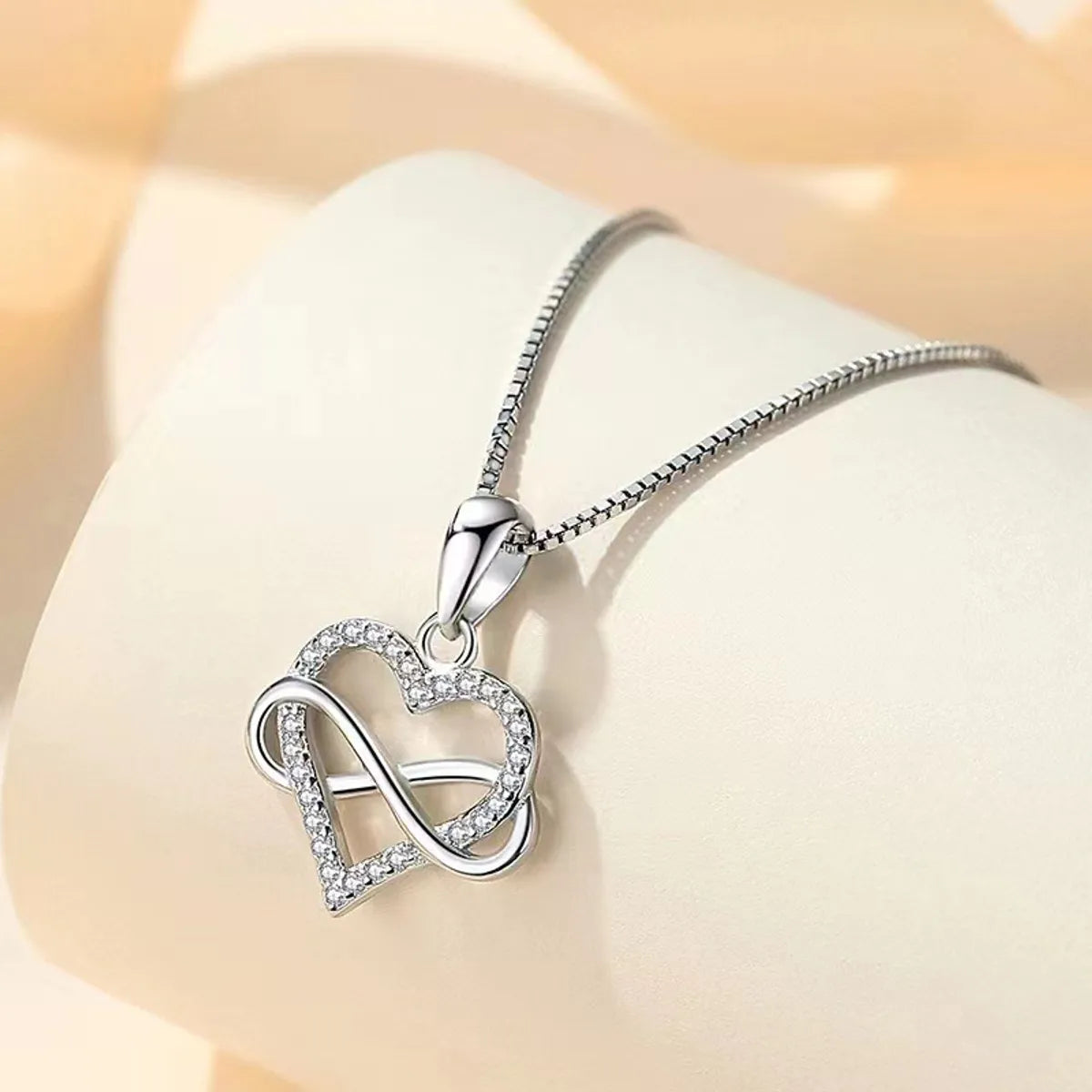 Heart-shaped necklaces for women -Elegant Heart Shape Sterling Silver Zircon Pendant Necklace In Bulk