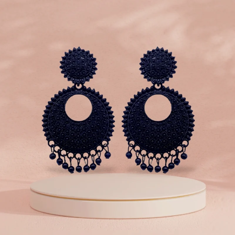 Gemstone stud earrings for women -Black Delicate Chandbali Earrings