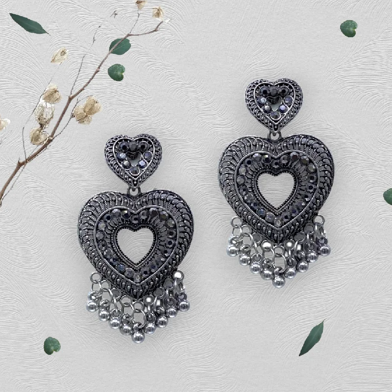 Small earrings for women -Heart Shape Glamorous  Oxidised Earrings