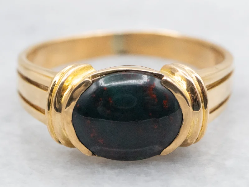 Personalized rings for women -Rich Bloodstone 18-Karat Gold Solitaire Ring