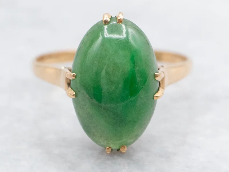 Vintage gold rings for women -Vintage Gold Jadeite Ring