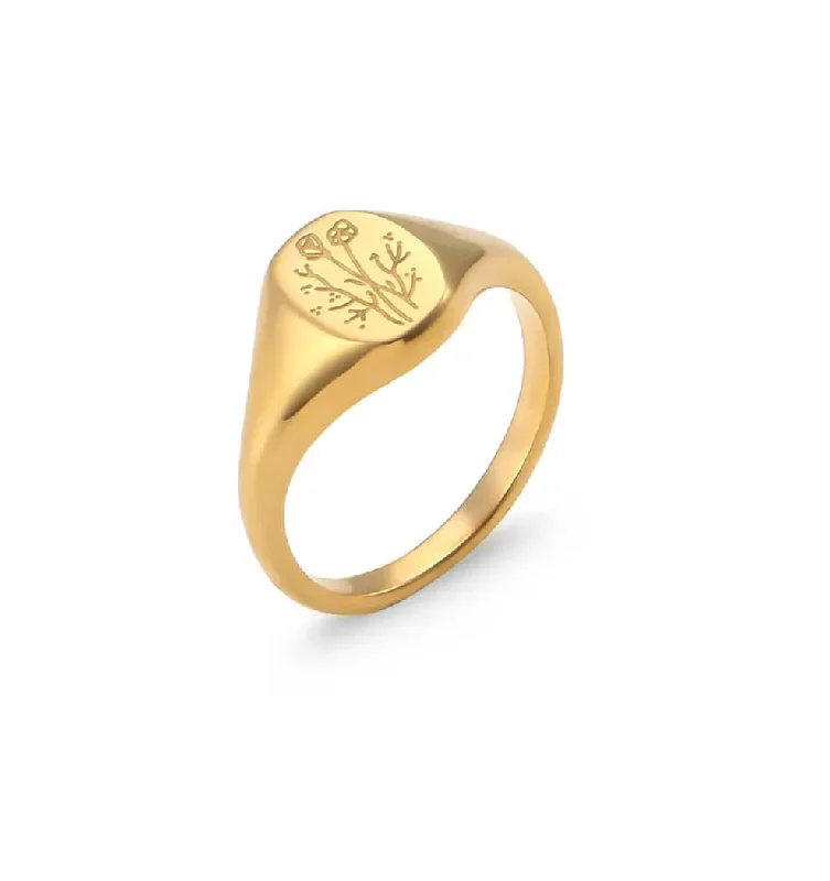 Engraved rings for women -Wildflower Ring (sizes 6-8)