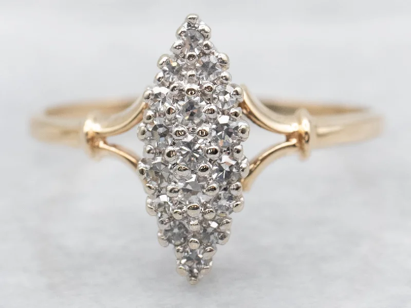 Ring sets for women -Marquise Shaped Diamond Cluster Cocktail Ring