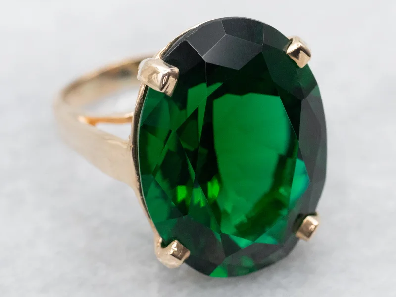 Platinum rings for women -Green Obsidian Solitaire Cocktail Ring