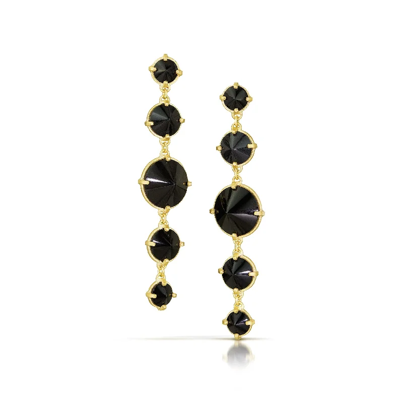 Luxury earrings for women -Black Jasper Cone Earrings