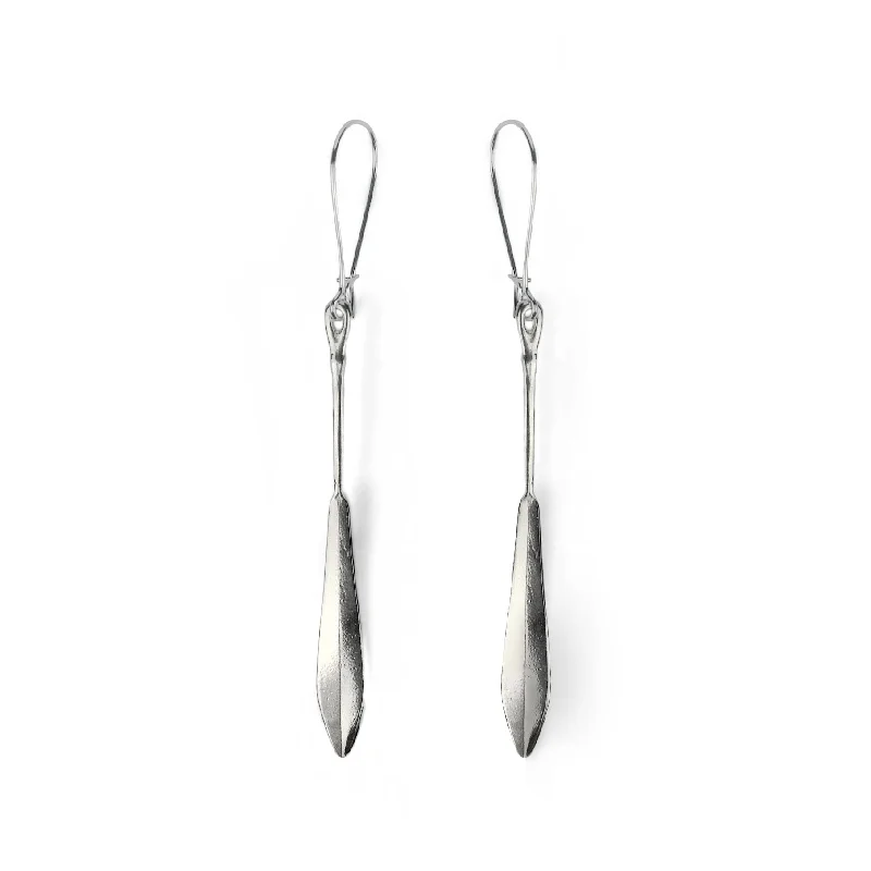 Modern gold earrings for women -Silver Paddle Earrings