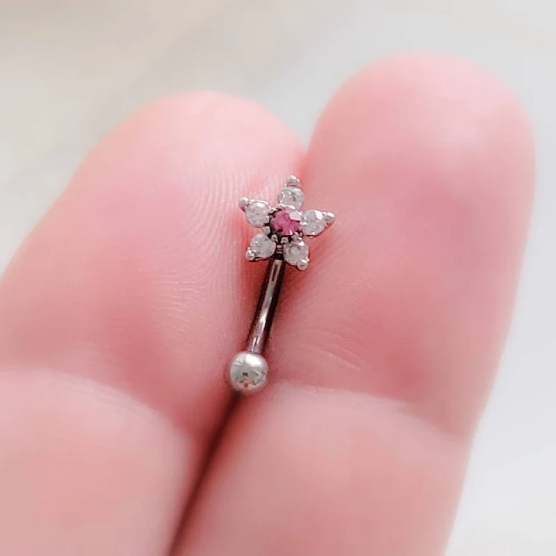 Promise rings for women -Sparkle Flower Eyebrow Ring