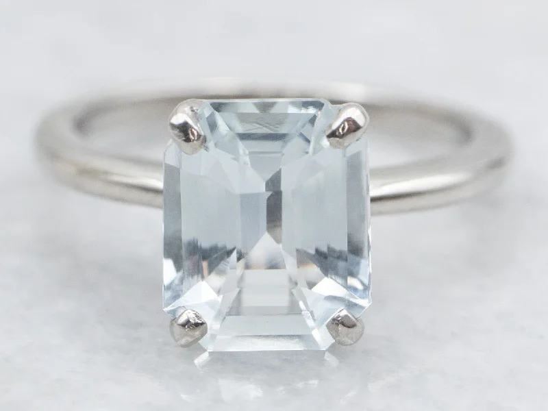 Heart-shaped rings for women -Sleek Platinum Aquamarine Solitaire Ring