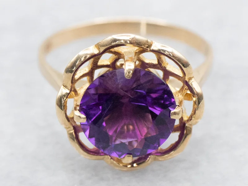 Wedding band rings for women -Amethyst Solitaire Ring