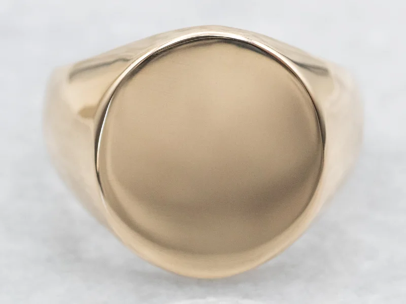 Trendy rings for women -Plain Signet Ring with Oval Top