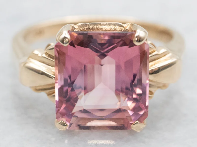 Heart-shaped diamond rings for women -Dusty Rose Pink Tourmaline Cocktail Ring