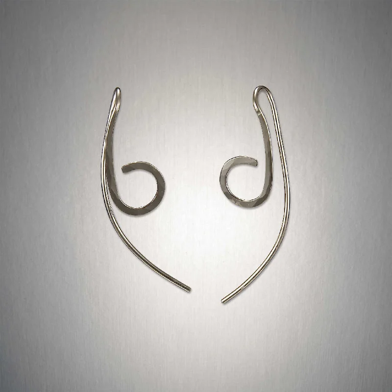 Sapphire earrings for women -2936 - Minimalist Threader - Simplified Treble Clef