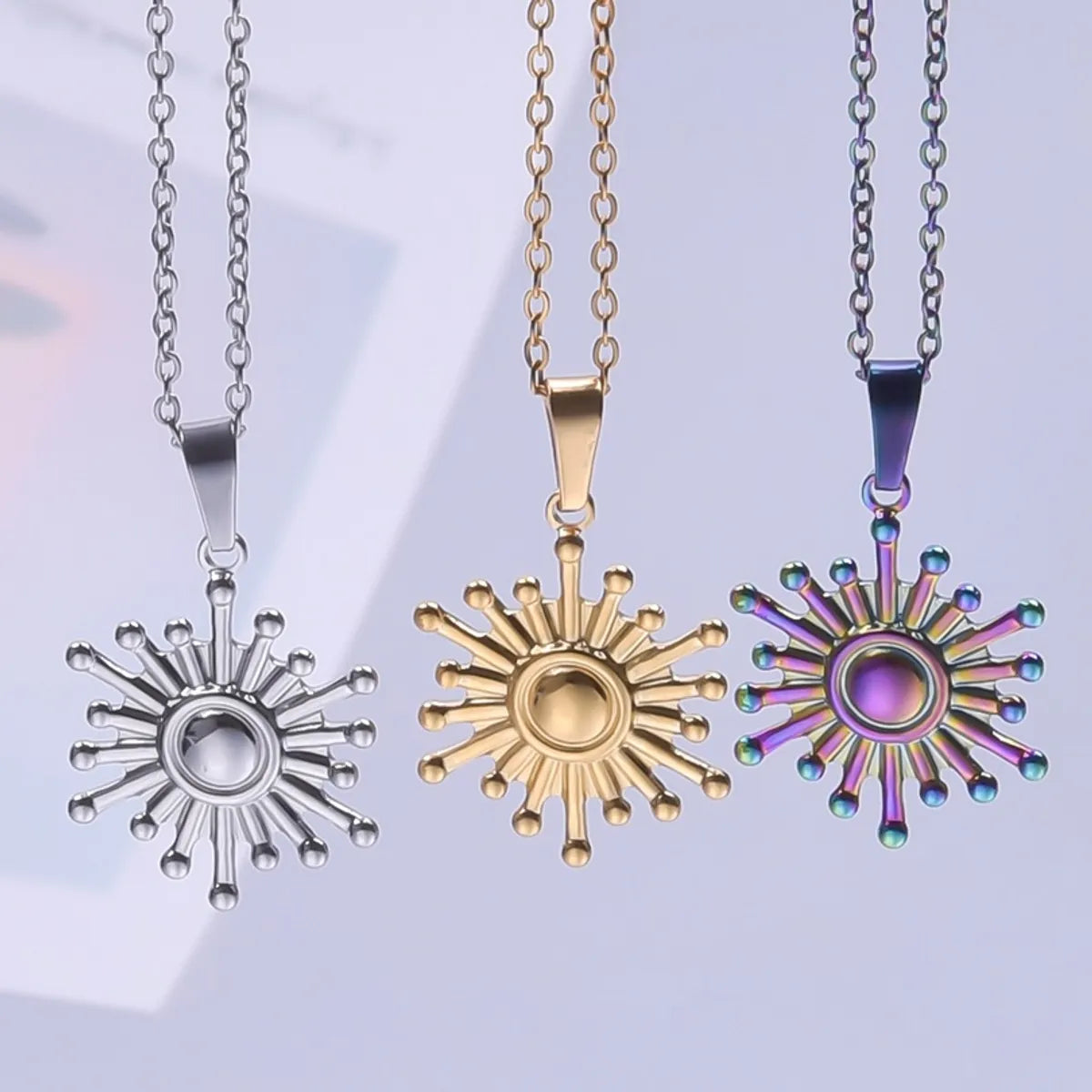 Gold link necklaces for women -Simple Style Classic Style Sun 304 Stainless Steel Plating Women'S Pendant Necklace