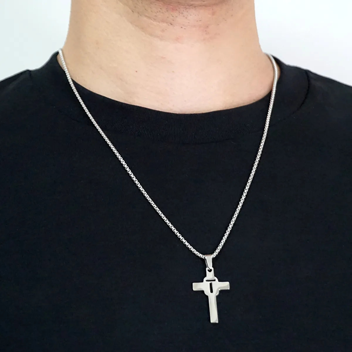 Wedding necklaces for women -Casual Simple Style Cross Letter 304 Stainless Steel Titanium Steel Unisex Pendant Necklace