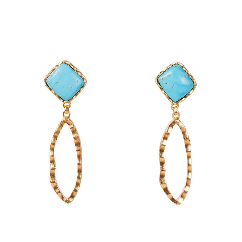 Sapphire earrings for women -Deco Ovate Earring - Turquoise