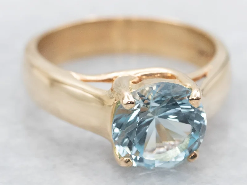 Vintage engagement rings for women -Stunning Blue Topaz Solitaire Ring