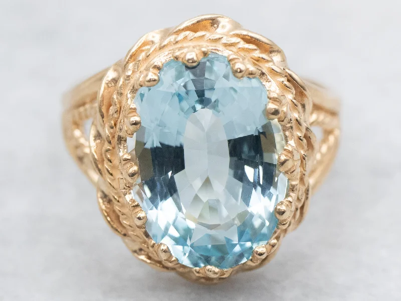 Adjustable rings for women -Nautical Gold Blue Topaz Solitaire Ring