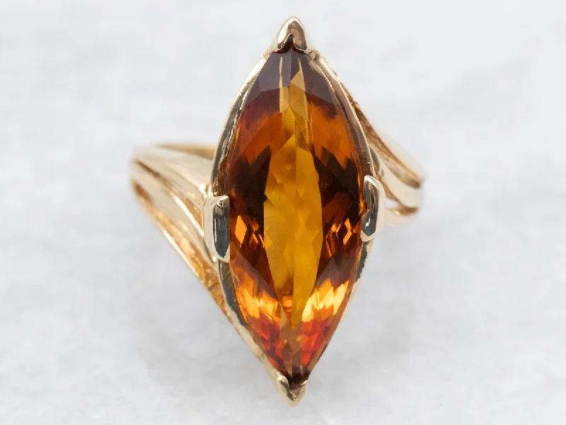 Double band rings for women -Marquise-Cut Citrine Solitaire Bypass Ring