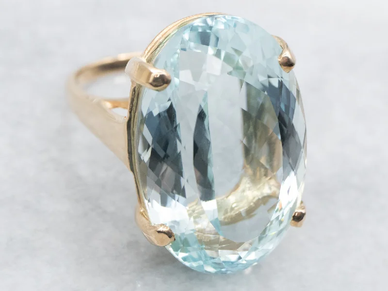 Chunky rings for women -Aquamarine Solitaire Cocktail Ring