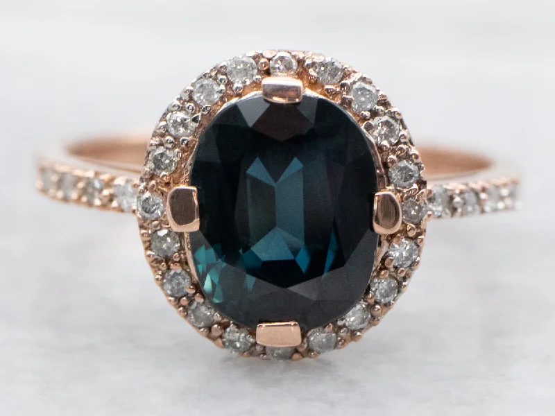 Gemstone engagement rings for women -Rose Gold Sapphire and Diamond Halo Ring