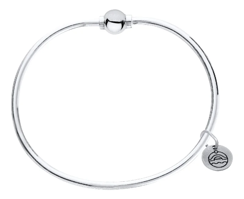 Luxury silver bracelets for women -Genuine Sterling Silver Cape Cod Bracelet with Polished Sterling Silver Bead