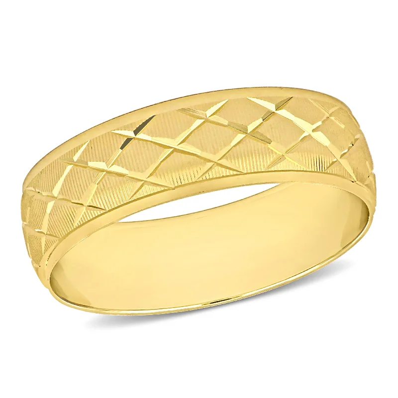 Unique engagement rings with gemstones for women -Miadora Mens 6 mm Lattice Wedding Band in 14k Yellow Gold