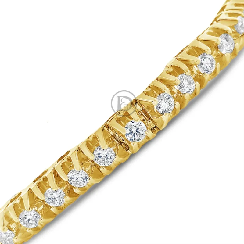 Luxury gold bangles for women -10K Solid Yellow Gold 5.31CT tw Round Cut Diamond Tennis Bracelet