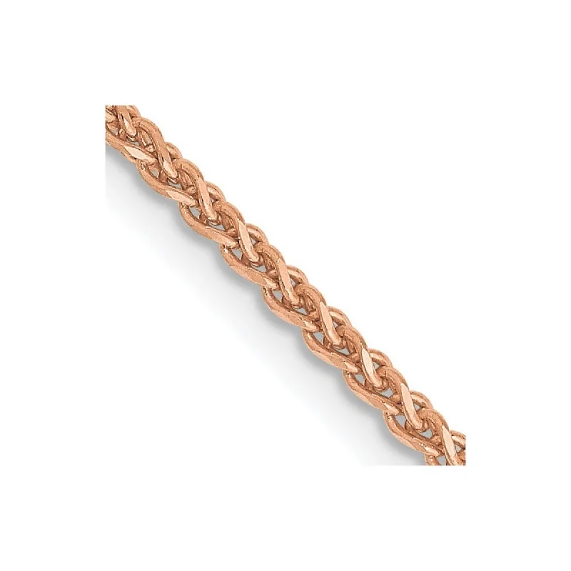 Statement gold bangles for women -Curata 14k Rose Gold Solid 7" 1.40mm Wheat Chain Bracelet 7 Inch