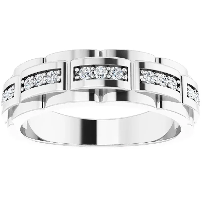 Affordable engagement rings for women -1/3 Ct Mens Lab Grown Diamond Wedding Ring White Gold Anniversary Band