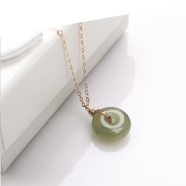 Hetian Jade Necklace-Cyan