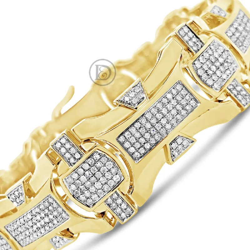 Boho bracelets for women -10K Solid Yellow Gold 3.61CT tw Round Cut Custom Diamond Bracelet