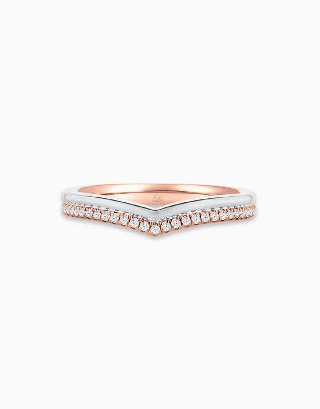 Unique engagement rings for women -LVC Perfection Amour Wedding Band in Duo Tones with Diamonds