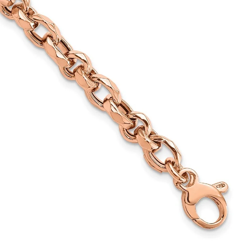 Diamond bracelets for women -Curata 14k Rose Gold Polished Fancy Link Bracelet 7.5 Inch