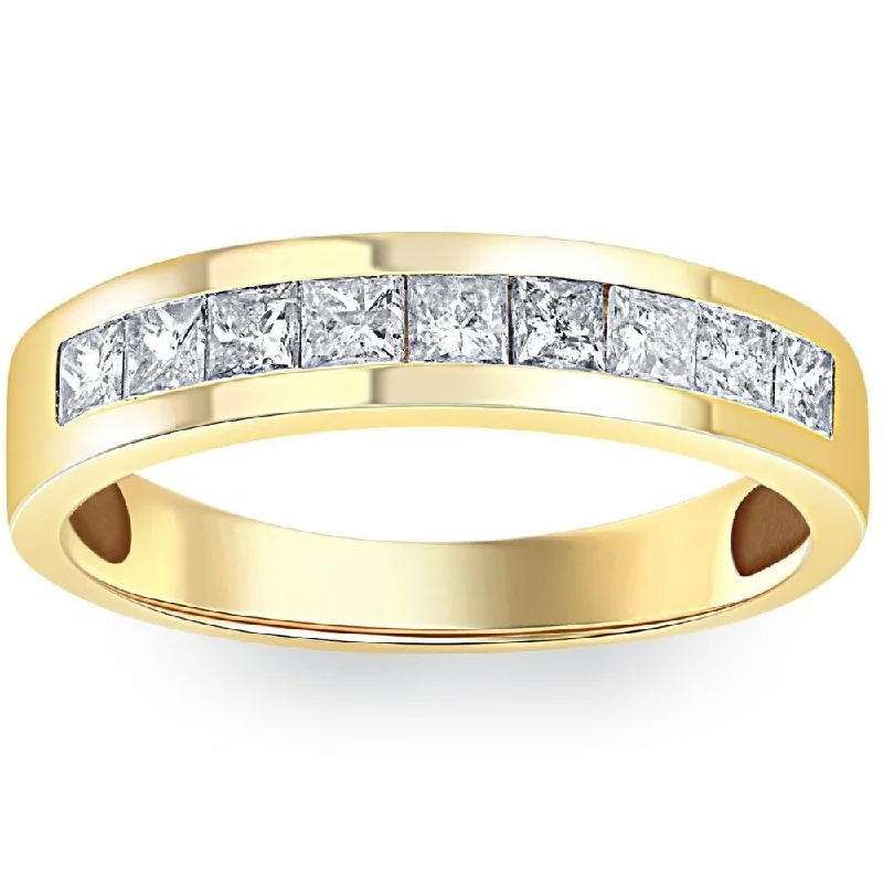 Solitaire engagement rings for women -1ct Princess Cut Diamond Wedding Mens Gold Ring