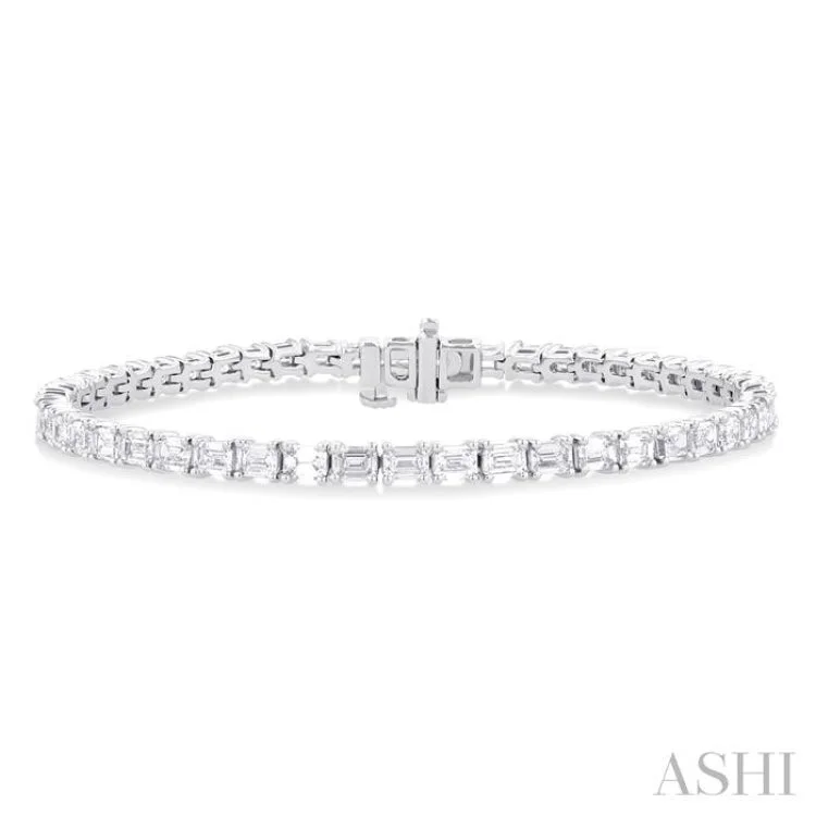 Engagement bracelets for women -6 ctw East West Emerald Cut Diamond Fashion Tennis Bracelet in 14K White Gold