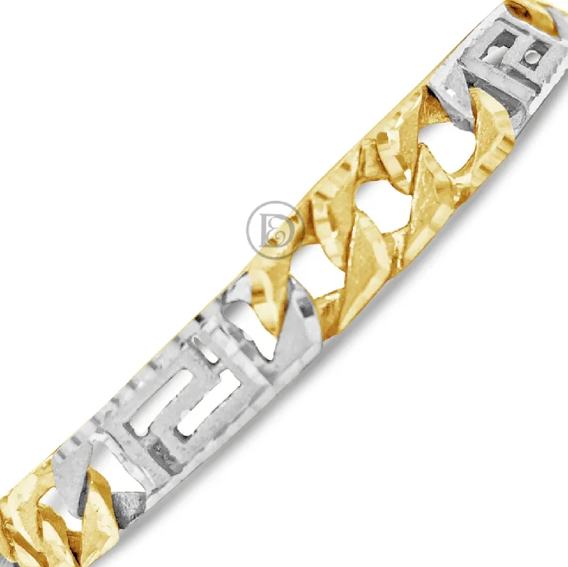 Gold cuff bracelets for women -10K Gold Two-Tone Versace Design Bracelet