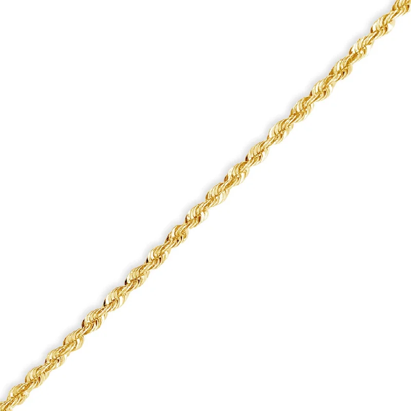 Bangle bracelets for women -10K Yellow Gold Diamond Cut Hollow Rope Bracelet