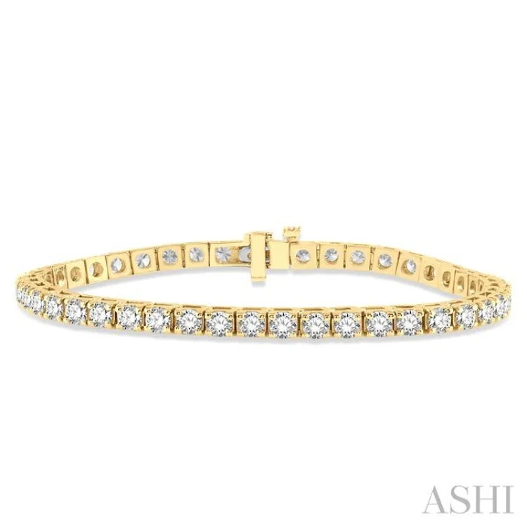 Stackable bangles for women -7 Ctw Square Shape Round Cut Diamond Tennis Bracelet in 14K Yellow Gold