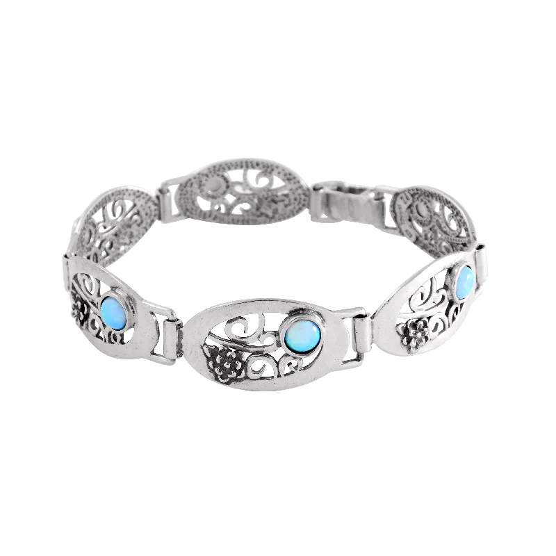 Crystal bangles for women -Flowery Opal Chain Bracelet B6993