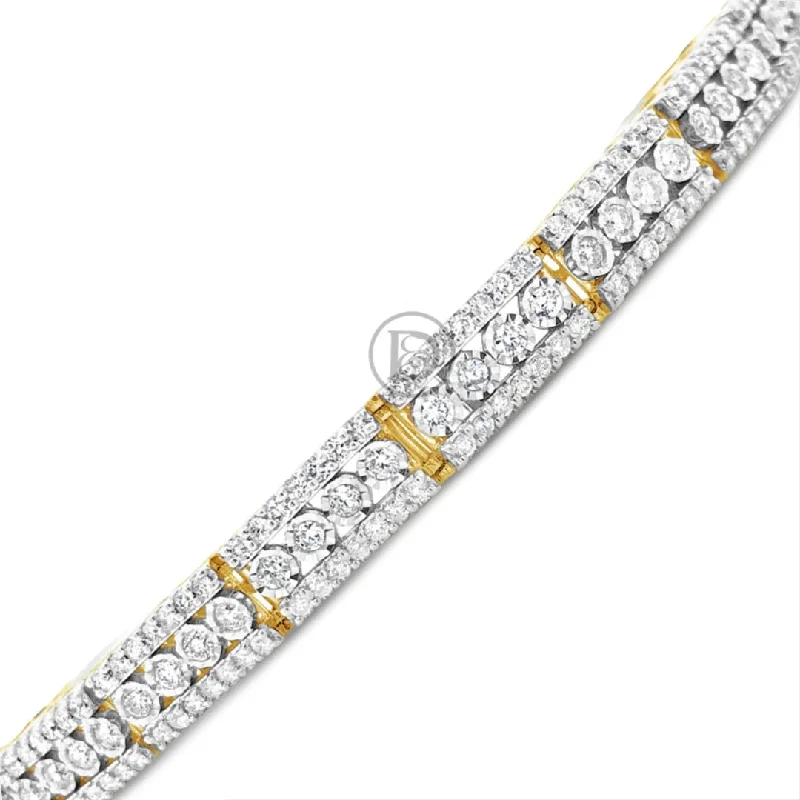 Colored gemstone bracelets for women -10K Solid Yellow Gold 4.50CT tw Round Cut Diamond Tennis Bracelet