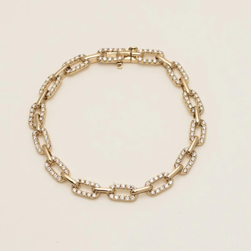 Bangle bracelets for women -Diamond Link Bracelet in 14kt Yellow Gold (2.2ct tw)