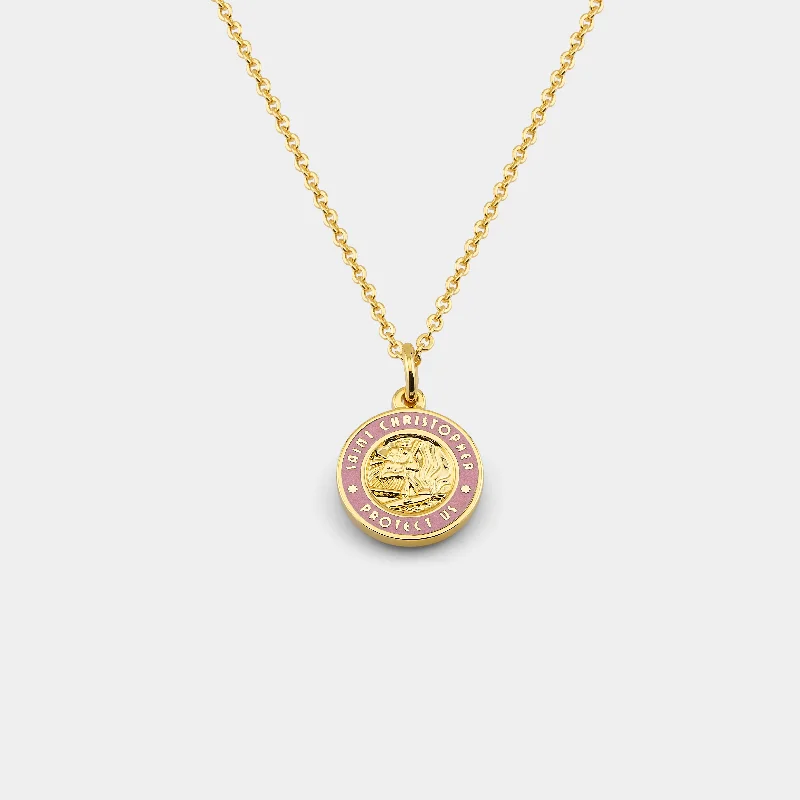 Simple gold necklaces for women -Small - Gold / Pink